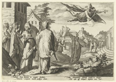 Mercurius wordt verliefd op Herse door Hendrick Goltzius (workshop of)