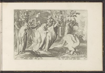 Phaëthons zussen veranderen in populieren en zijn vriend in een zwaan door Hendrick Goltzius (workshop of)