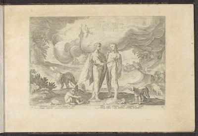 Prometheus schenkt de mens het vuur door Hendrick Goltzius (workshop of)