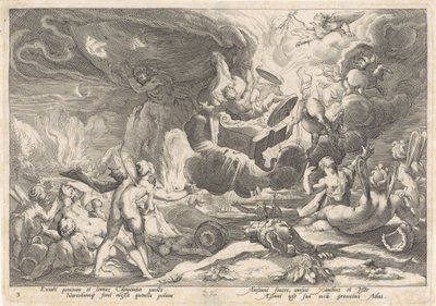 Val van Phaëthon (Metamorfosen van Ovidius) door Hendrick Goltzius (workshop of)