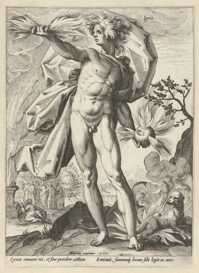 Vuur door Hendrick Goltzius (workshop of)
