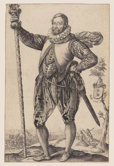 Een snoekman naar links door Hendrick Goltzius