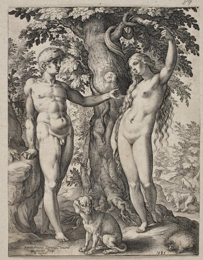 Adam en Eva door Hendrick Goltzius
