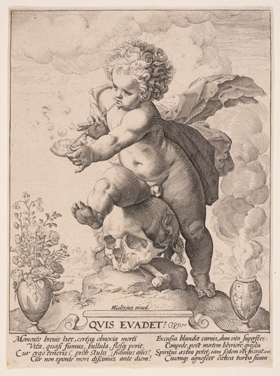 Allegorie van vergankelijkheid (Quis Evadet) door Hendrick Goltzius