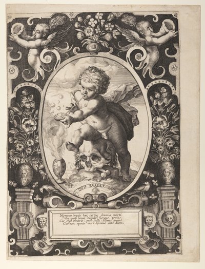 Allegorie van vergankelijkheid (Quis Evadet) door Hendrick Goltzius