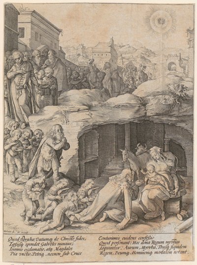 De aanbidding van de koningen door Hendrick Goltzius