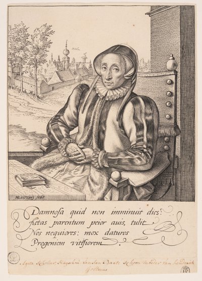 Anna Fullings, moeder van de kunstenaar door Hendrick Goltzius