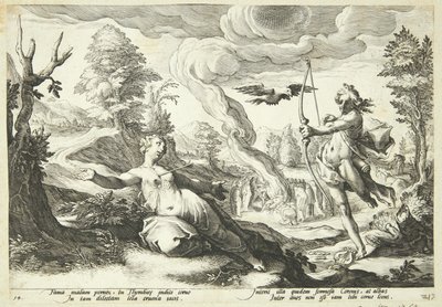 Apollo doodt Koronis door Hendrick Goltzius