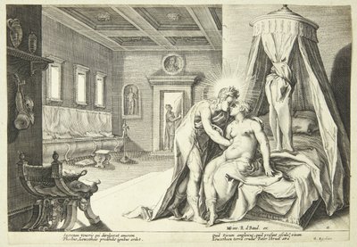 Apollo misbruikt Leucothoe door Hendrick Goltzius