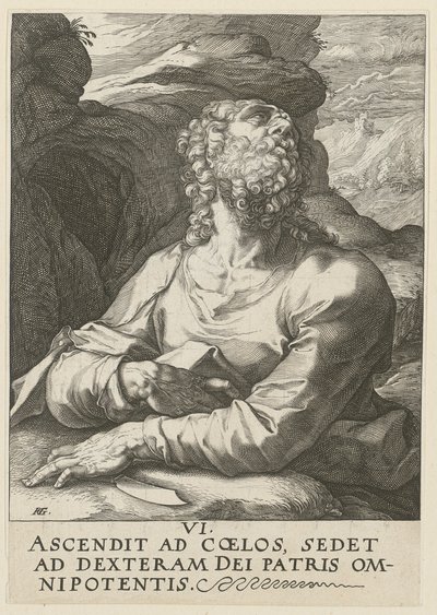 Bartholomeüs, blad 6 uit de serie „Christus, de twaalf apostelen en Paulus” door Hendrick Goltzius