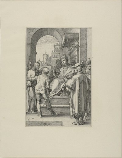 Christus voor Pilatus, plaat vijf uit De Passie van Christus door Hendrick Goltzius
