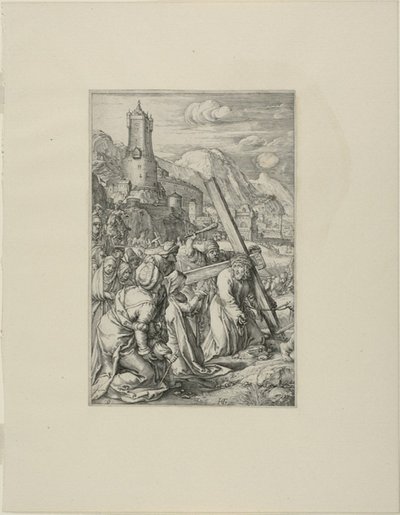 Christus Draagt het Kruis, plaat negen uit de Passie van Christus door Hendrick Goltzius