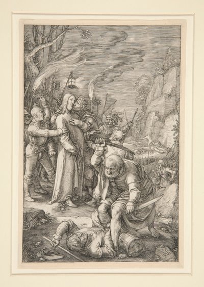 Christus Gevangen Genomen (de Verraad van Christus), uit De Passie, #3 in een serie van 12 gravures door Hendrick Goltzius