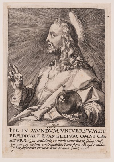 Christus, van Christus, de apostelen en Paulus met de geloofsbelijdenis door Hendrick Goltzius