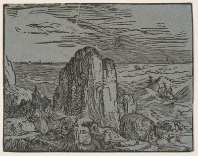 Klif aan de kust door Hendrick Goltzius