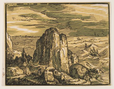Klif aan de kust door Hendrick Goltzius