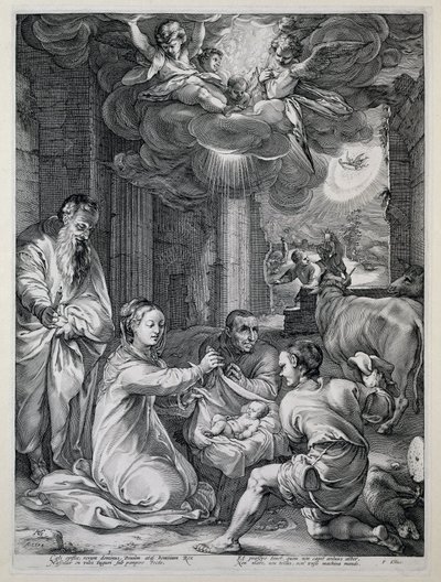 De aanbidding der herders door Hendrick Goltzius