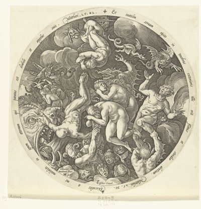 De vervloekten gaan de hel binnen door Hendrick Goltzius