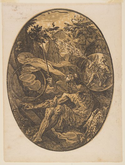 Demogorgon in de Grot der Eeuwigheid, uit De Goden door Hendrick Goltzius