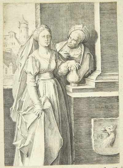 Het ongelijke paar door Hendrick Goltzius