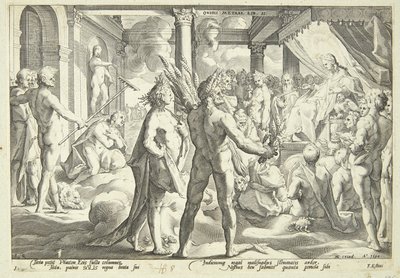 Faeton vraagt om de zonnewagen door Hendrick Goltzius