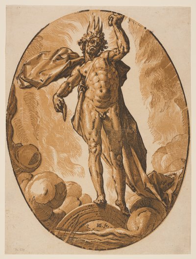 Helios, van De godheden door Hendrick Goltzius