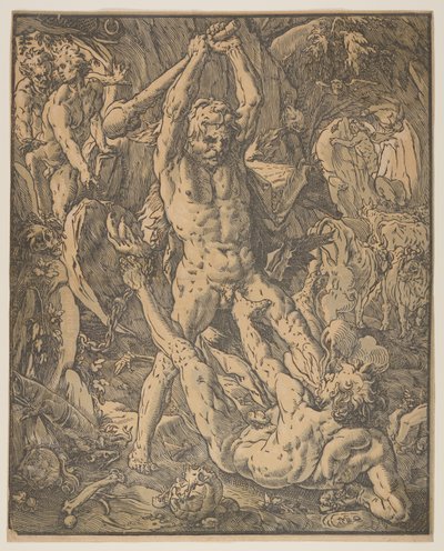 Hercules en Cacus door Hendrick Goltzius