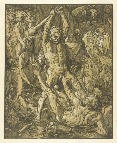 Hercules en Cacus door Hendrick Goltzius