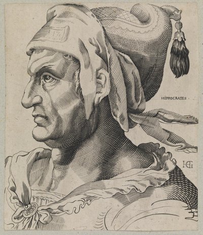 Hippocrates. Buste van een man in profiel door Hendrick Goltzius