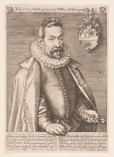 Jan Nicquet, Art Collector in Amsterdam door Hendrick Goltzius