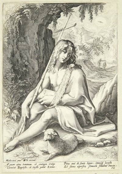 Johannes de Doper in de woestijn door Hendrick Goltzius