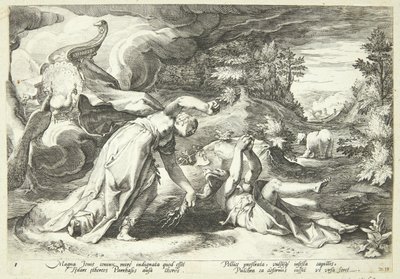 Juno verandert Kallisto in een beer door Hendrick Goltzius