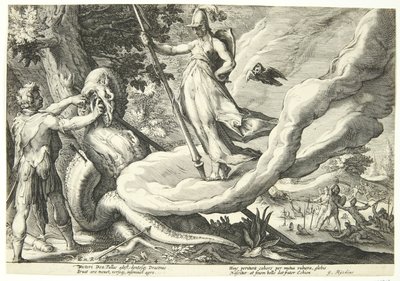 Kadmos zaait drakentanden door Hendrick Goltzius