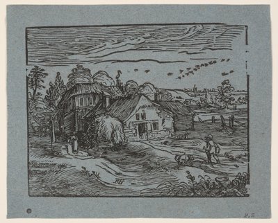 Landschap met boerderij door Hendrick Goltzius