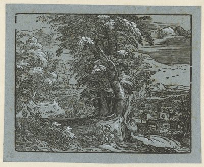 Landschap met zittend paartje door Hendrick Goltzius
