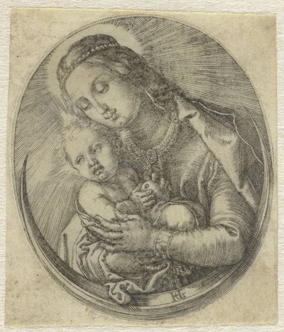 Maria met Christuskind op een halve maan door Hendrick Goltzius