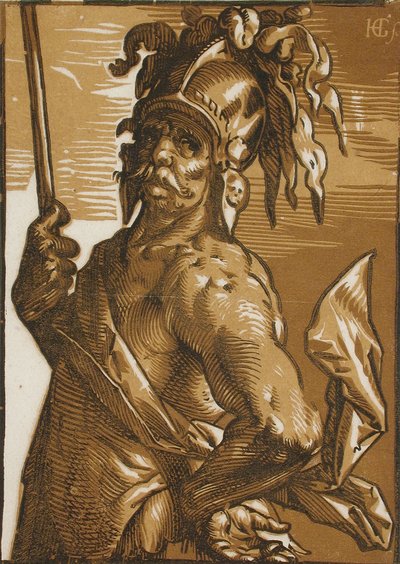 Mars (Halbfigur) door Hendrick Goltzius