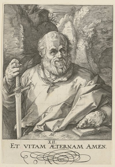 Matthias, blad 13 van de serie „Christus, de twaalf apostelen en Paulus“ door Hendrick Goltzius