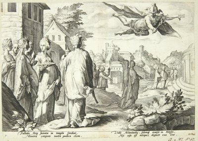 Mercurius wordt verliefd op Herse door Hendrick Goltzius