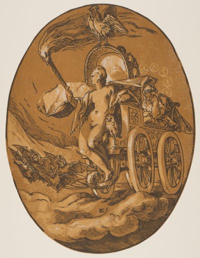 Nox, van De godheden door Hendrick Goltzius