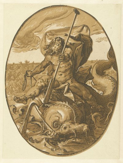 Oceanus door Hendrick Goltzius