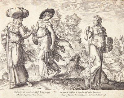Orpa verlaat Ruth en Naomi door Hendrick Goltzius