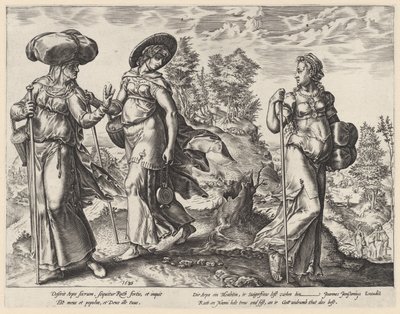 Orpa verlaat Naomi en Ruth door Hendrick Goltzius
