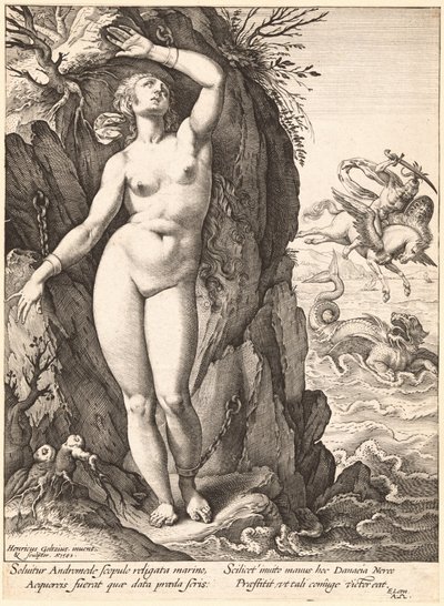 Perseus bevrijdt Andromeda door Hendrick Goltzius