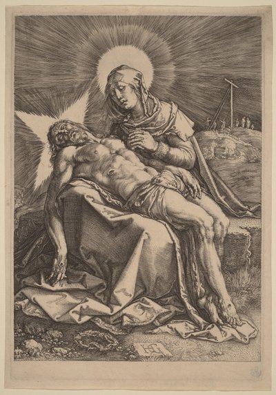Pietà (De bedroefde Maagd met de dode Christus op haar schoot) door Hendrick Goltzius