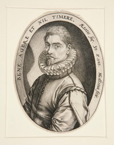 Portret van Hieronymous Scholiers door Hendrick Goltzius