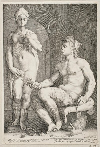 Pygmalion en Galatea door Hendrick Goltzius