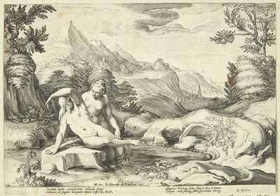 Salmakis en Hermafroditos door Hendrick Goltzius