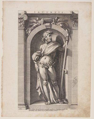 Saturnus (Saturnus), uit Acht Heidense Goden door Hendrick Goltzius