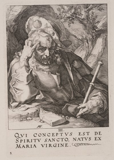 Jakobus de Grote, van Christus, de Apostelen en Paulus met de Geloofsbelijdenis door Hendrick Goltzius